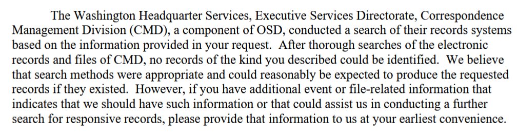 UAPWatchers's tweet photo. 12/
Sources:
Huge thank you to John Greenewald @theblackvault
https://t.co/qKWyP2HNbS
#YankeeBlue #FOIA #UAP #UFOs #Pentagon #OSD #ODNI #AARO #Transparency #Accountability #Journalism #blackvaultcom https://t.co/g36CzfVkVs
