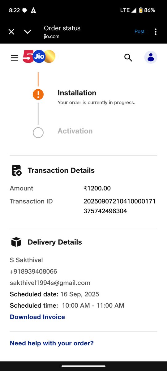 thisissakthivel's tweet photo. @JioCare Am so frustrated on this , I raised the relocation request on 9/7/2025 they gave the date 9/16/2025  which is today , the technician came yesterday and collect successfully the old fiber router boxes and he said today the person will come and do necessary thinks for the new conn https://t.co/jJYGwYfYjK