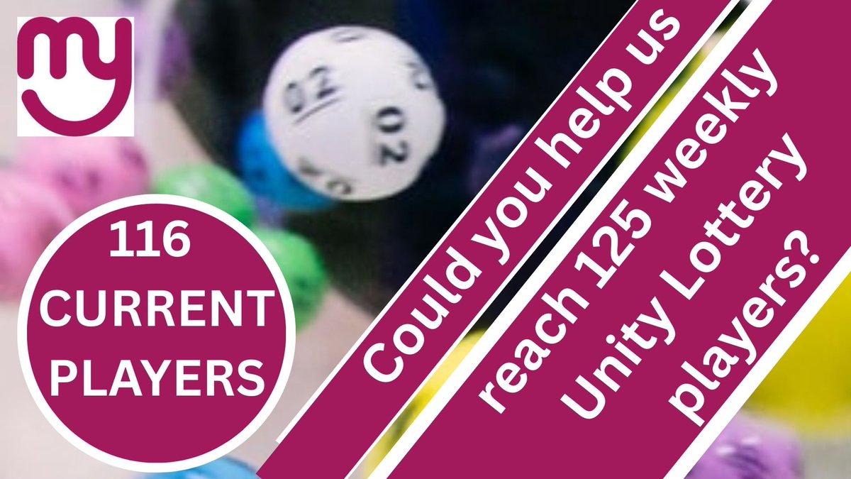 myawareUK's tweet photo. £2,801 already raised through Unity Lottery. 116 weekly players. Could you help us reach 125 players?  £25,000 weekly jackpot.  To play: https://t.co/zdT3Q2Dx15 For gambling opt out and advice: https://t.co/R0XLR3CvUQ https://t.co/cdFMuTKqAn
