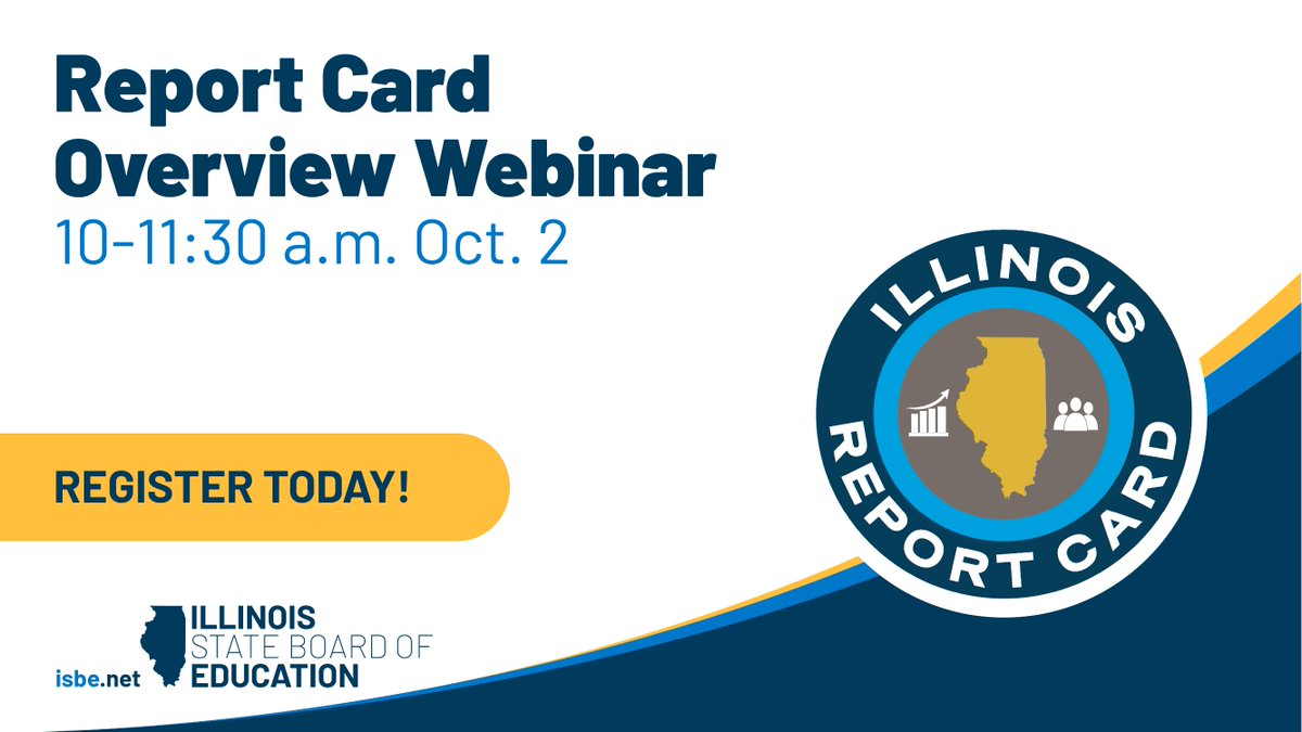 ISBEnews's tweet image. Join us for the 2025 Report Card Overview where ISBE staff will review all new elements on the 2025 Report Card and any questions you may have. A recording of the webinar will be posted on our Data Strategies &amp;amp; Analytics Webinars webpage. Register here: okt.to/k0PbKm.