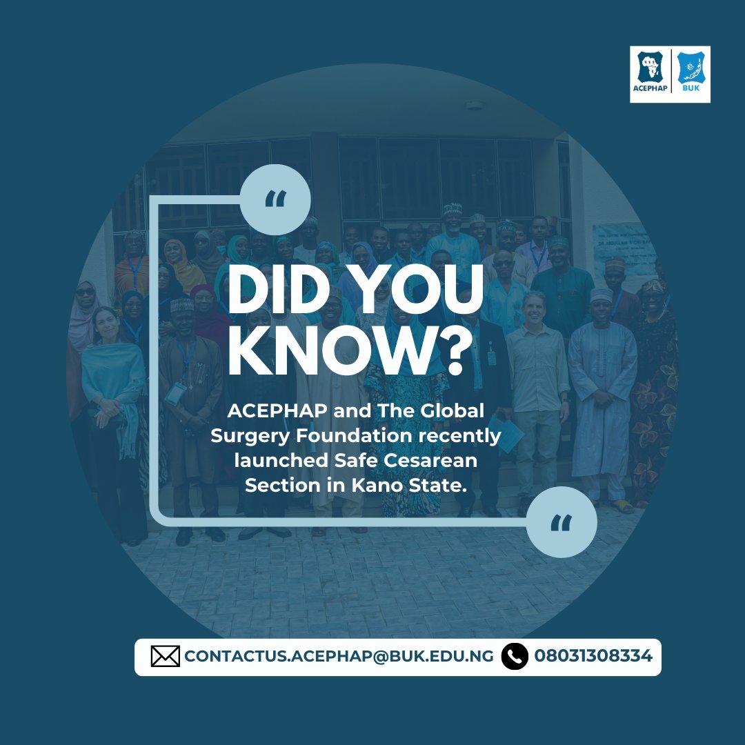 acephap_buk's tweet image. Did you know that ACEPHAP and the Global Surgery Foundation recently launched Safe Cesarean Section in Kano State?

Read more is.gd/v03UBb

#communication #cesareansection #maternalhealth #globalsurgeryfoundation