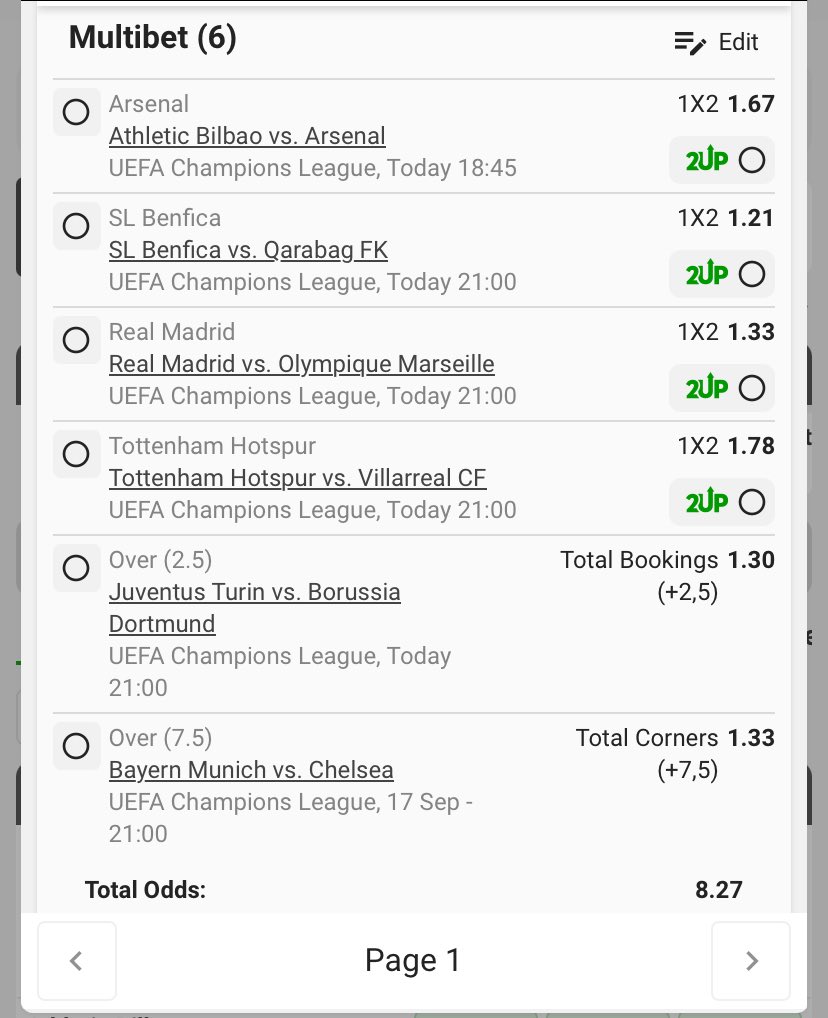 BW11A921EC
8 Odds winner slip
#ChampionsLeague