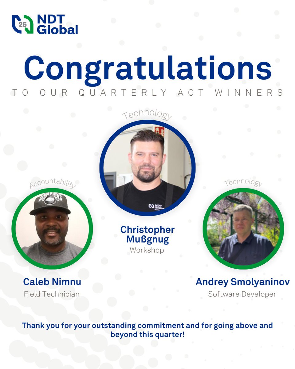 Congratulations to our Q2 ACT Award winners! This quarter, Christopher Mußgnug led the way with innovative solutions that elevated project outcomes. Thank you to all honorees—your dedication and creativity drive our success and set the standard for excellence.