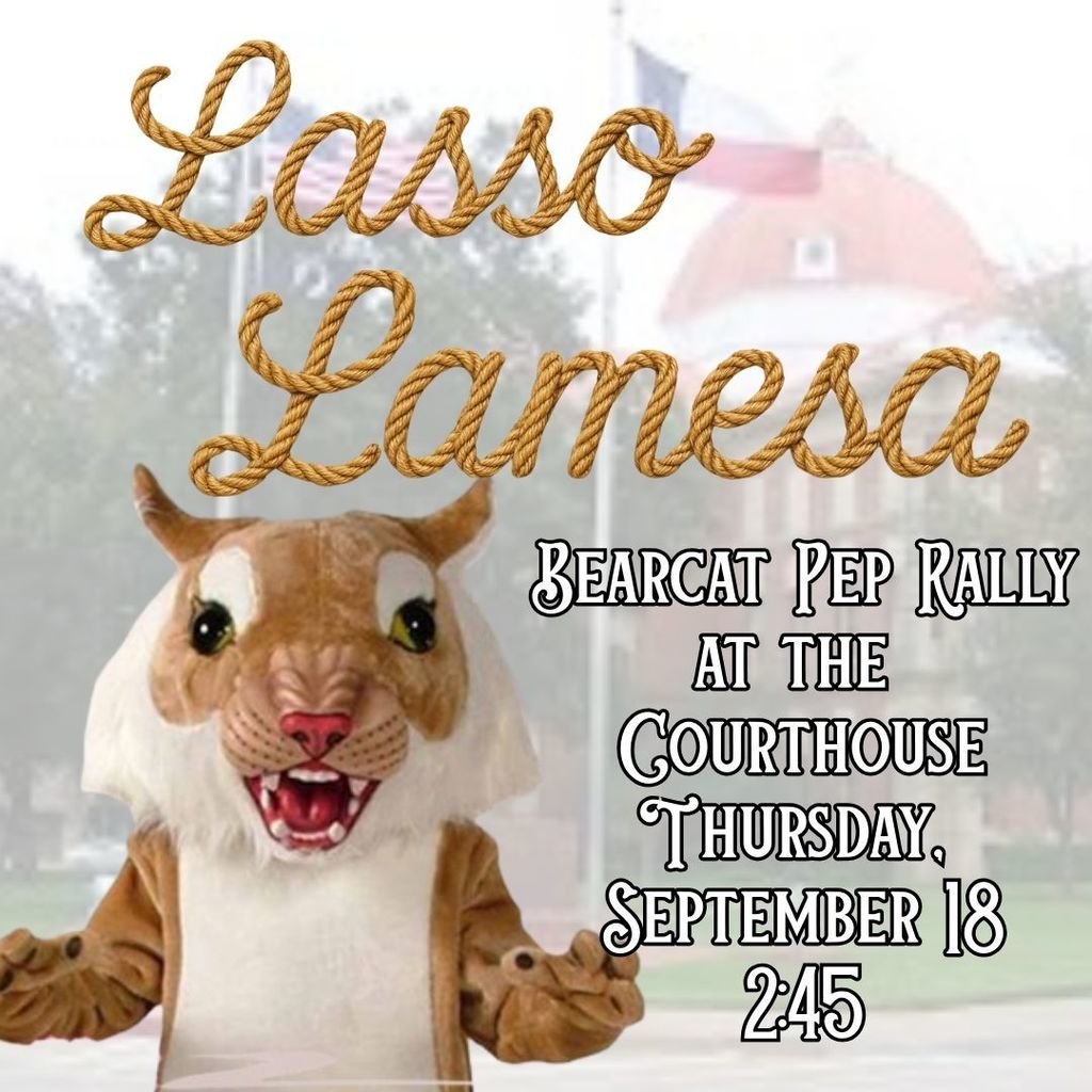 Get ready to fire up the Bearcats!  Our Pioneer Reunion Pep Rally is Sept. 18 at 2:45 PM on the Courthouse Lawn. Be loud, be proud &amp; cheer on our team as they prepare to lasso the Lamesa Golden Tornadoes! #GoldStandard