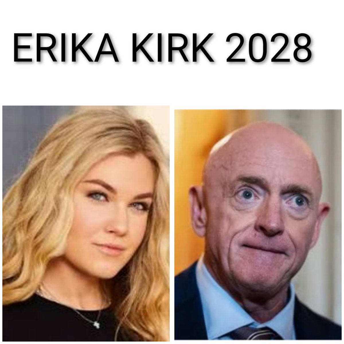 If <a href="/MrsErikaKirk/">Erika Kirk</a> decided to run for AZ US SENATE against Democrat Mark Kelly in '28
She would win in a landslide without campaigning