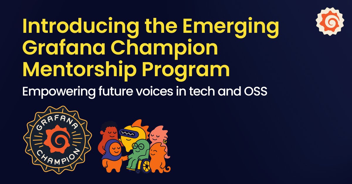 grafana's tweet photo. 💜 We’re excited to launch the Emerging Grafana Champion Mentorship Program! 

This 4-month journey empowers mentees to grow into thought leaders in the Grafana community.

Open to future voices in tech &amp; OSS. Apply by Oct 3 👉 https://t.co/dAw86bEPfX https://t.co/1SjCv2hQeM