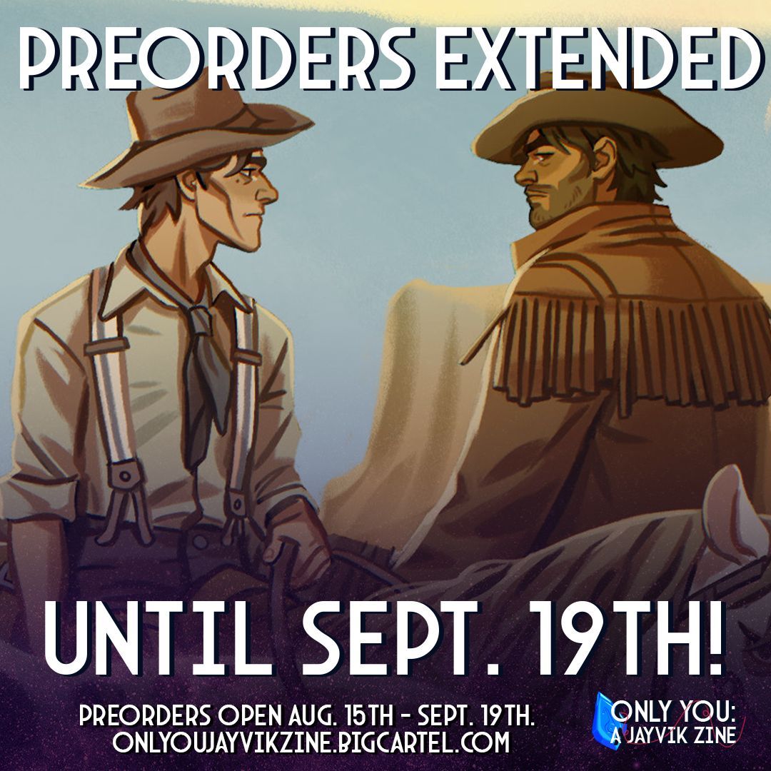 ⚙️PREORDERS EXTENDED UNTIL 9/19!⚙️

As a reminder, we've extended our preorders until September 19th, 2025, at 11:59pm EST to celebrate hitting 1k orders!

Art featured: a closeup of the cover by the talented <a href="/hansoeii/">han 🐇</a>

🛒 Get your copy before it's gone: onlyyoujayvikzine.bigcartel.com