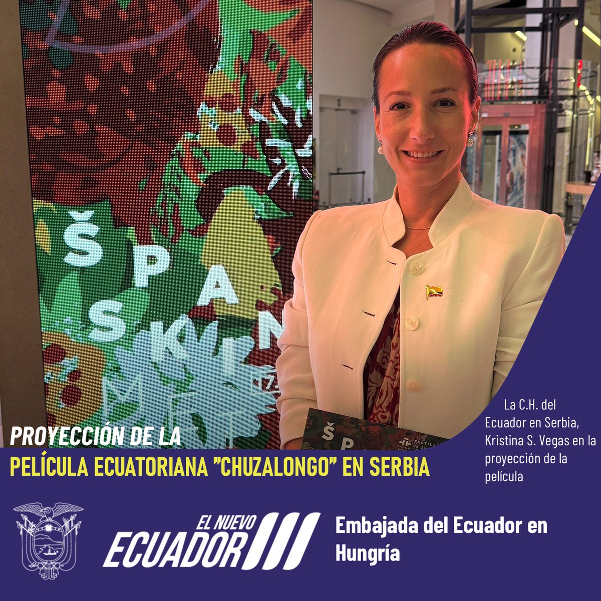 Entre el 15 y 16 de septiembre, la película ecuatoriana Chuzalongo se proyectó en el festival de cine en español Hispanometraje, en Serbia.
Agradecemos al Instituto Cervantes de Belgrado por su apoyo y colaboración para difundir la cultura cinematográfica latinoamericana.