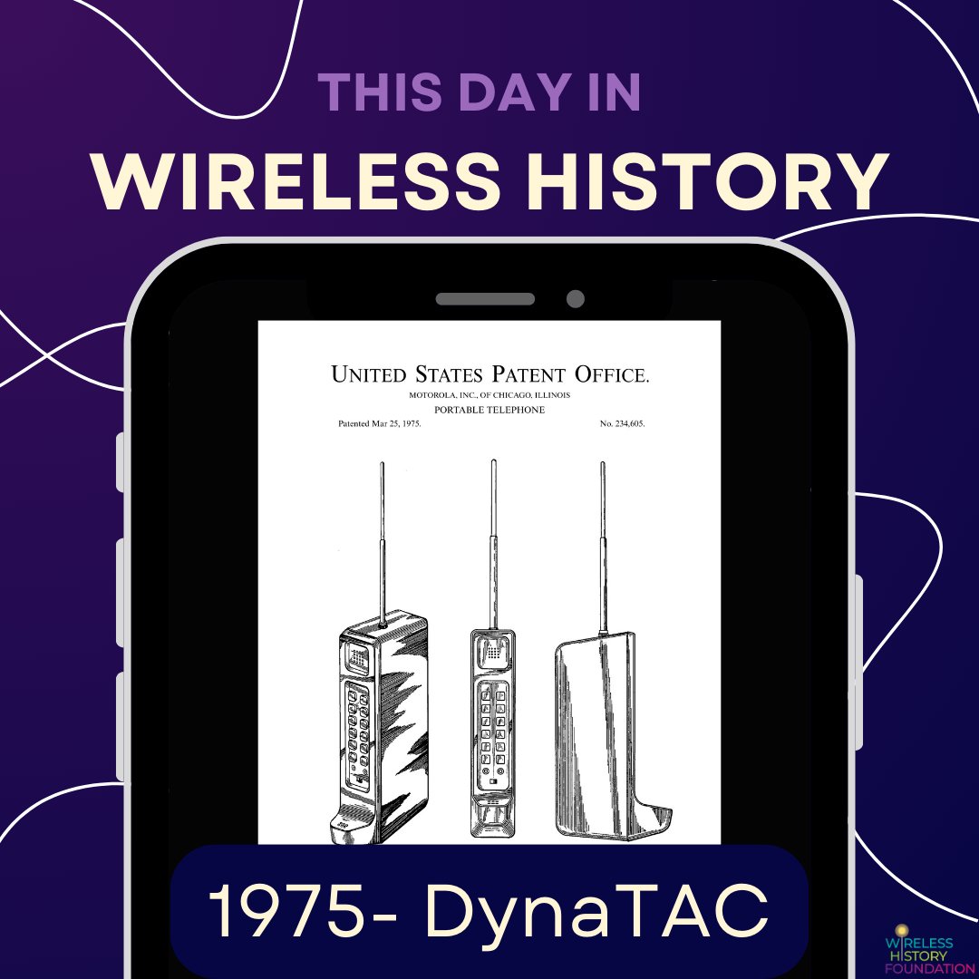 Sept 16, 1975: USPTO granted Motorola a patent for the DynaTAC, the first handheld cell phone system. Filed by Marty Cooper, John F. Mitchell, and several other Motorola engineers in 1973, the patent was a landmark moment for wireless development. 

 #dynatac #WirelessHistory
