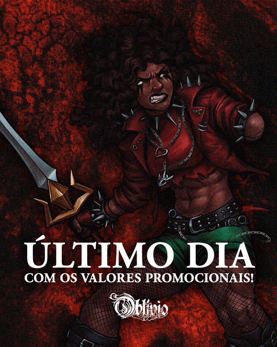 ÚLTIMO DIA dos valores promocionais no financiamento de #OblívioRPG!

Se você ainda não garantiu a sua edição do livro POR UM PREÇO MUITO MENOR, essa é a sua última chance!!

Corre no catarse antes que seja tarde 👇👇