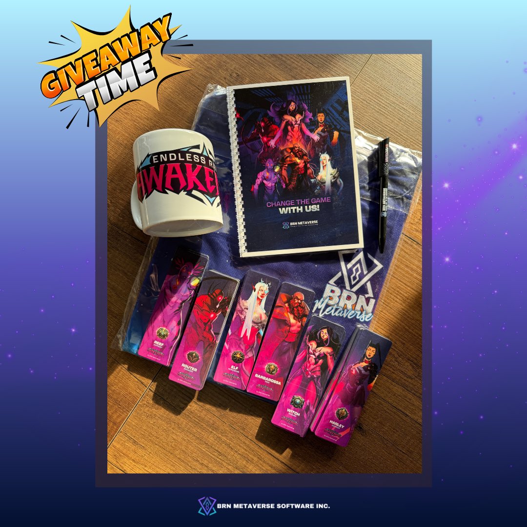 🚨 ERA OPEN BETA GIVEAWAY! 🚨

To celebrate the beta, we’re giving away:
•  ☕ Mug 
• 📒 Notebook 
• 📚 Bookmarks 
• 👕 T-shirt

🎁 10 winners in 2 weeks!

How to join:
1️⃣ Follow @BRNMetaverse &amp; Retweet that post 
2️⃣ Drop a comment below (so we can pick winners!)

⚡ Rangers,