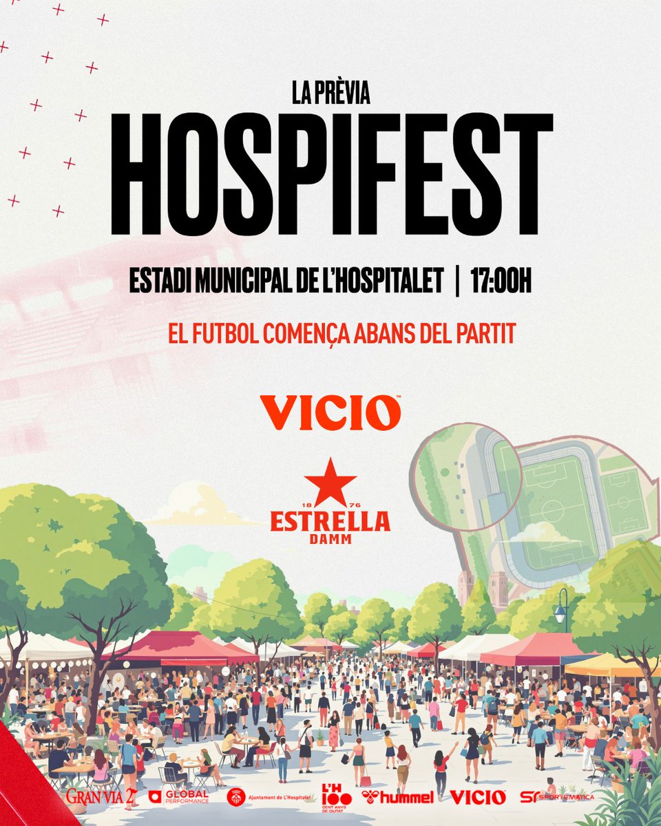CELHospitalet's tweet photo. 💥Ho vau gaudir al màxim i ens ho heu fet saber…aquest dissabte, més #HospiFest, a partir de les 17h!

🎟️Socis, abonats, jugadors, abonats de futbol base i menors de 14 anys, entrada GRATUÏTA. Per a la resta, l’entrada anticipada està a només 5€! https://t.co/LTaBDXG4cx https://t.co/9NdyPOJBs1