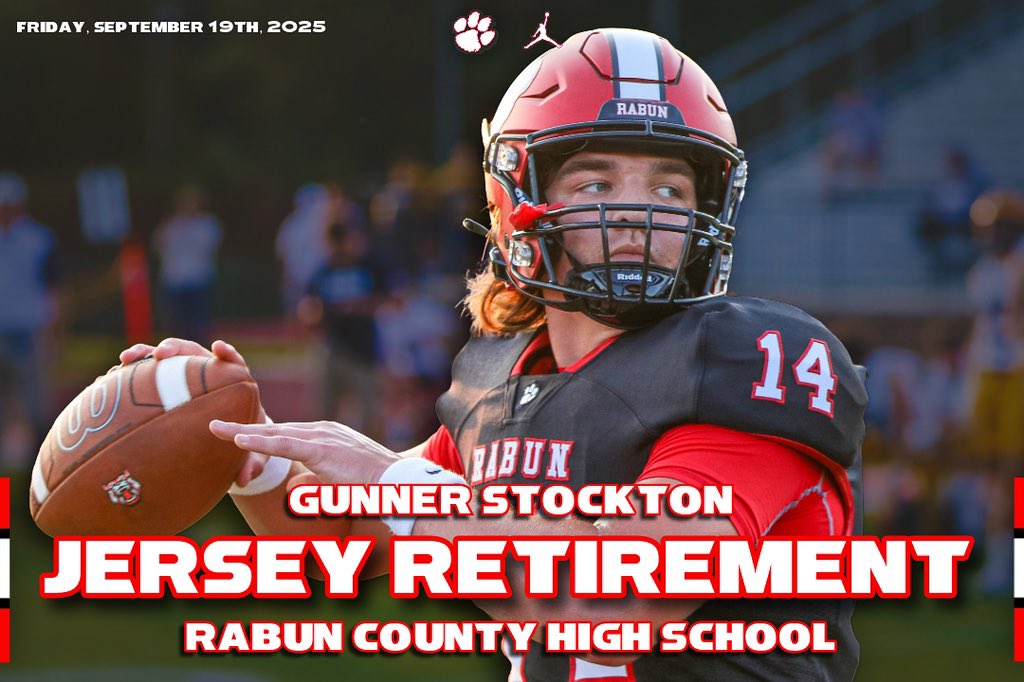 Wildcat Nation, this Friday, September 19th at 7:00pm, Rabun County High School will be retiring Gunner Stockton’s, number 14 football jersey. Please join us as we welcome back Gunner before our Homecoming game vs Banks County. See you all at 7:00pm! 
Go Cats!