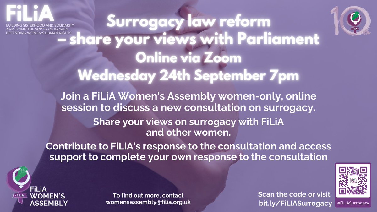 Surrogacy Law reform – share your views with Parliament!

Join a FiLiA Women’s Assembly women-only online session to discuss a new consultation on #surrogacy law reform.  

🗓️ Wednesday 24th September 7pm 
👩‍💻 Online via Zoom 
🎟️ bit.ly/FiLIASurrogacy

#FiLiASurrogacy