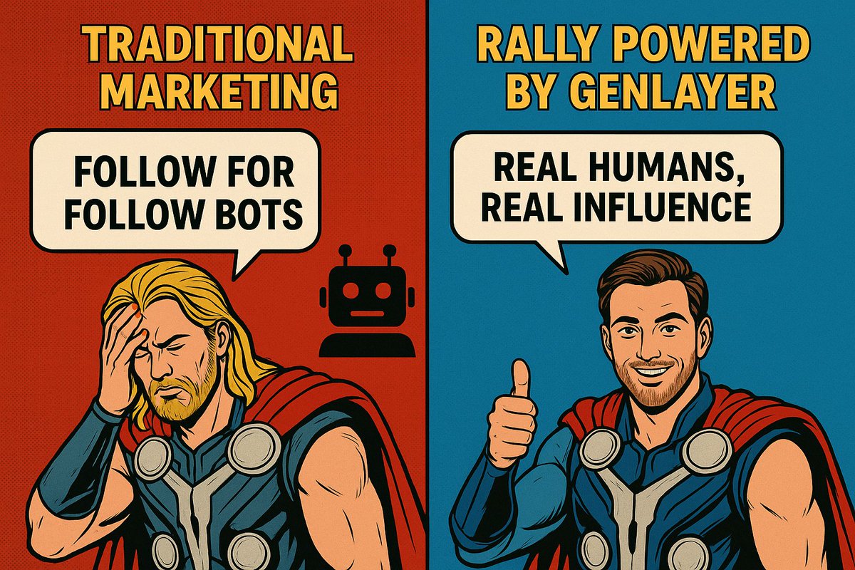 🚫 Traditional Marketing = Fake bots, fake influence, zero trust.
⚡️ Rally powered by <a href="/GenLayer/">GenLayer 🧠</a> = Real humans, real influence, instant on-chain rewards.

👉 The future isn’t coming. It’s already here with Rally + GenLayer.
<a href="/RallyOnChain/">Rally</a>  <a href="/RuzgarFlns/">Rüzgâr</a>