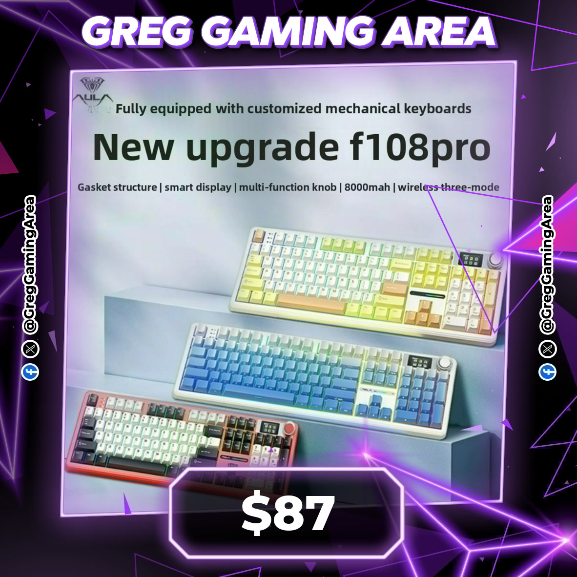 GregGamingArea's tweet image. GAME CHANGER HAS ARRIVED! 🚀🎮

⌨️ AULA Wireless Hot-Swap Gaming Keyboard w/ TFT Display
💵 $87

🔗 s.click.aliexpress.com/e/_opfMkCT

#GamingKeyboard #MechanicalKeyboard #TFTDisplay