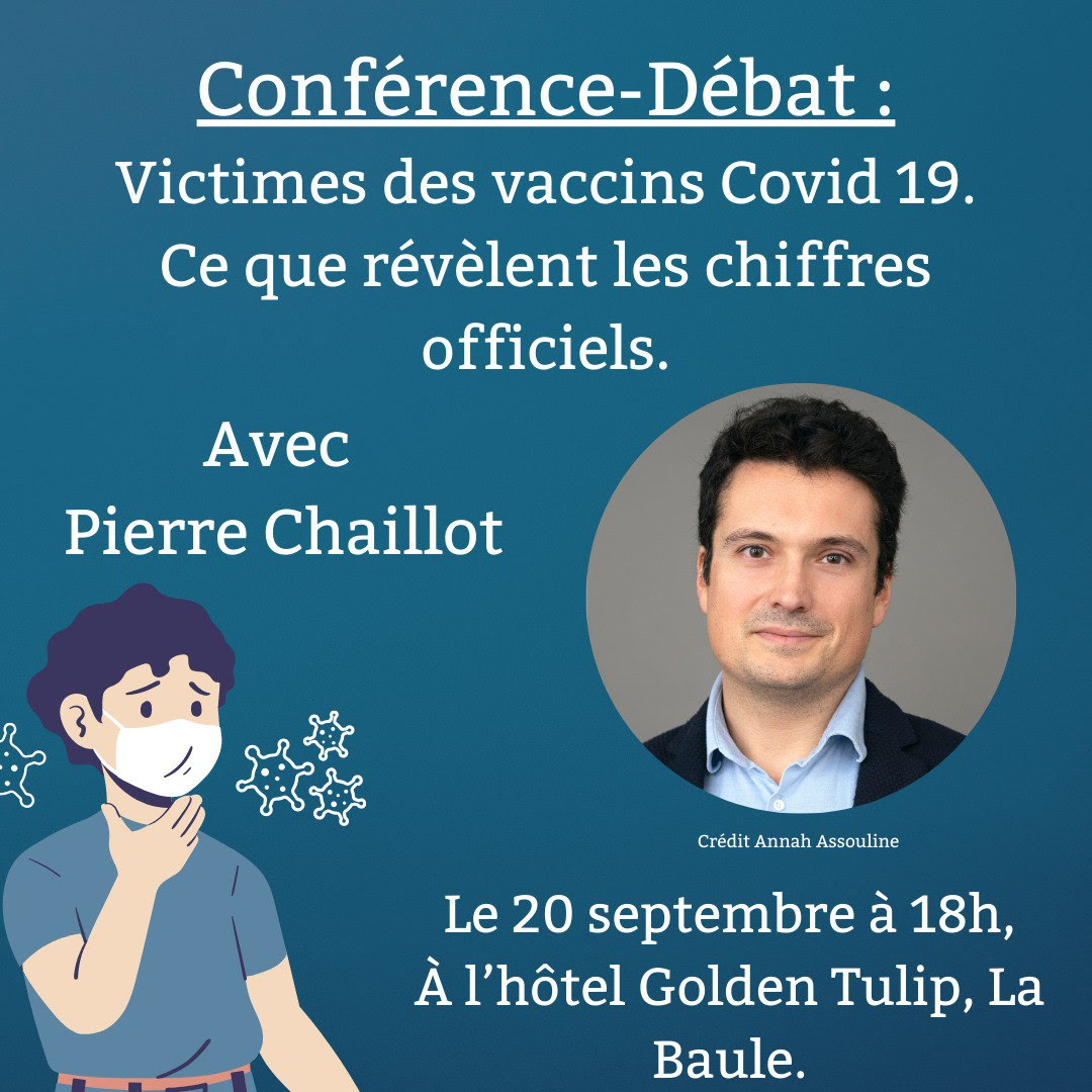 decoder_l's tweet image. Chers amis de l'ouest, je vous retrouve ce samedi 20 septembre à 18h à La Baule (44) pour une conférence sur les effets indésirables des vaccins Covid-19 suivi de témoignages de victimes.
info/résa : eventbrite.fr/e/billets-conf…