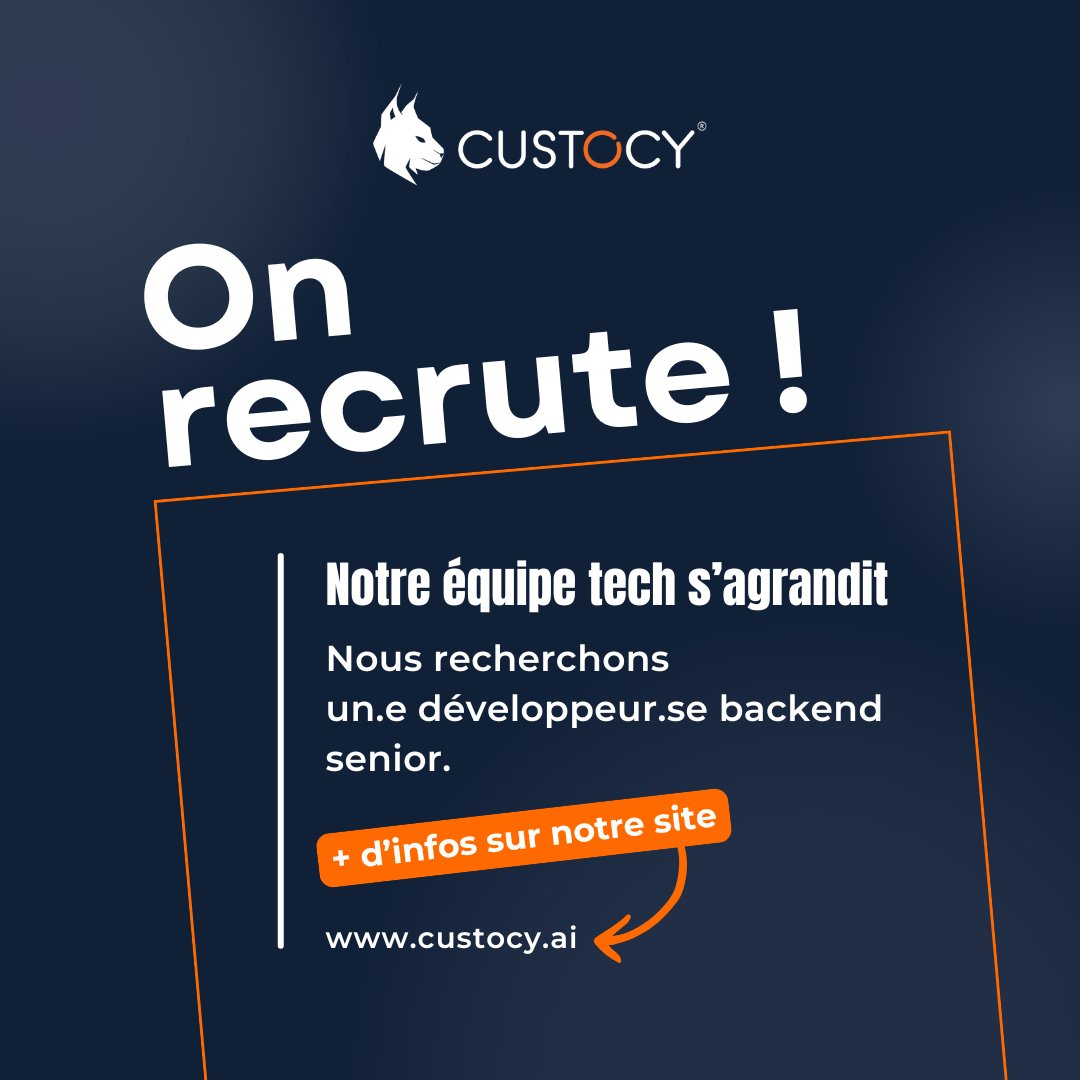 🚨ON RECRUTE !! 
Tu es Dev Backend Senior et tu veux donner du sens à ton code ?😉
Découvre le poste ici et envoie ton CV si tes compétences matchent avec le profil recherché👉custocy.ai/recrutement 

#cybersecurité #recrutement #backend #Custocy