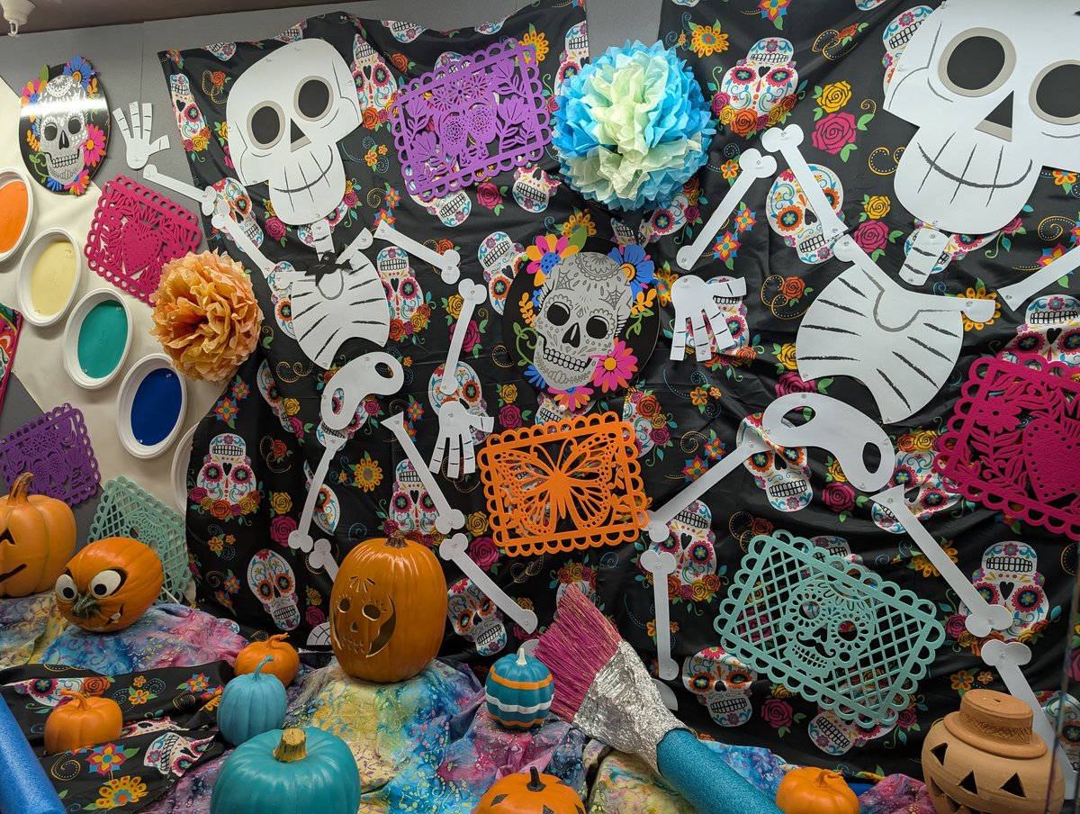 Well the weather might not be cooperating this week, but I am trying to get us in the Fall spirit at Garfield MS! I have been working on display each day to make our school come to life!