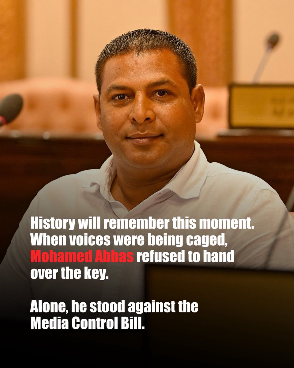 Sixty hands voted to silence us. One stood to protect our voice. ✊<a href="/Abbasvelidhoo/">Mohamed Abbas</a> 

#CTRLehNukureveyne