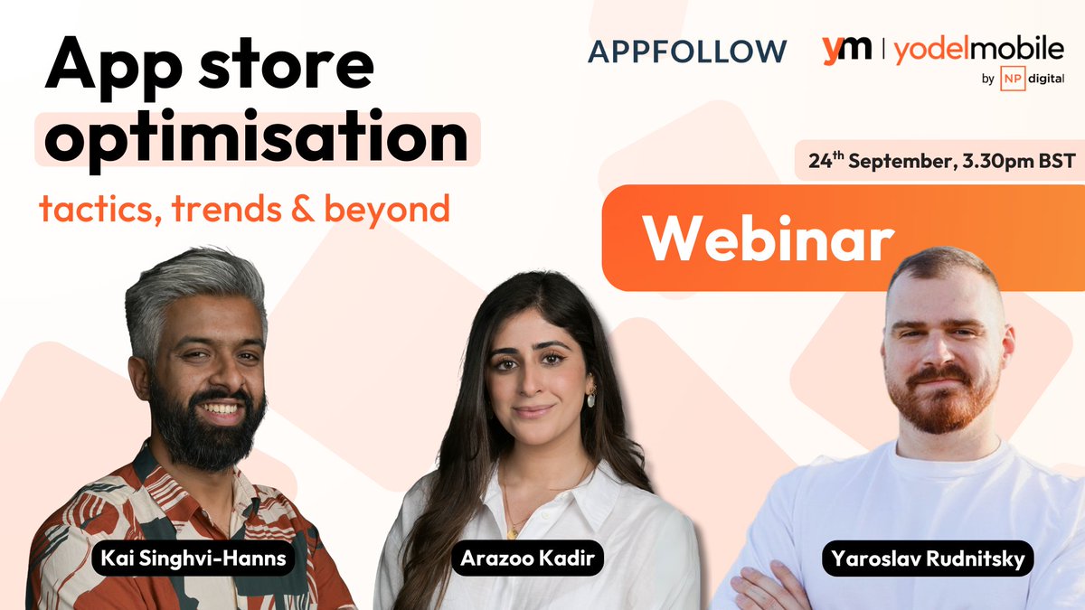 ASO is one of the most effective ways to grow your app, but for businesses just beginning their journey, there's a lot to know!

Join Yodel Mobile and AppFollow on Wednesday, 24th September, at 3.30pm BST, for a practical

Register here app.livestorm.co/yodel-mobile-1…