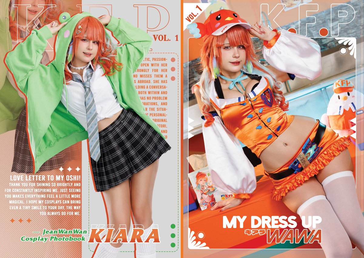 jeanwanwanart's tweet image. Surprise! My Dress Up WaWa is now available online! I decided to keep both book titles that you guys voted the most for &amp;lt;3 so the back cover has the Love Letter to my Oshi tittle as well ! 
This book means so much to me. The culmination of my love for Kiara love printed in paper…