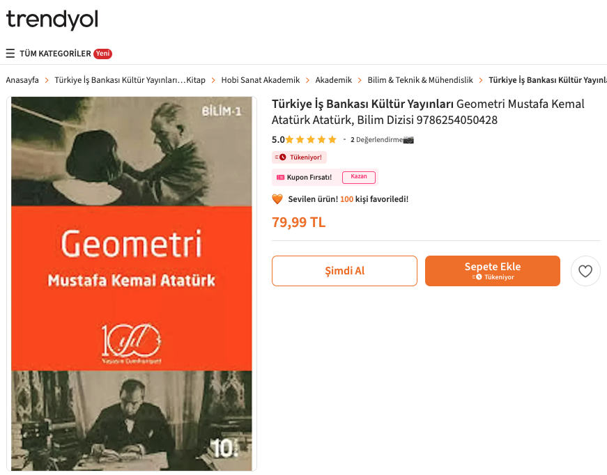 Organel_BMI_Ltd's tweet photo. Geometri 
Mustafa Kemal Atatürk
Türkiye İş Bankası Kültür Yayınları 
Atatürk, Bilim Dizisi 9786254050428 https://t.co/AVjOoZx4qd