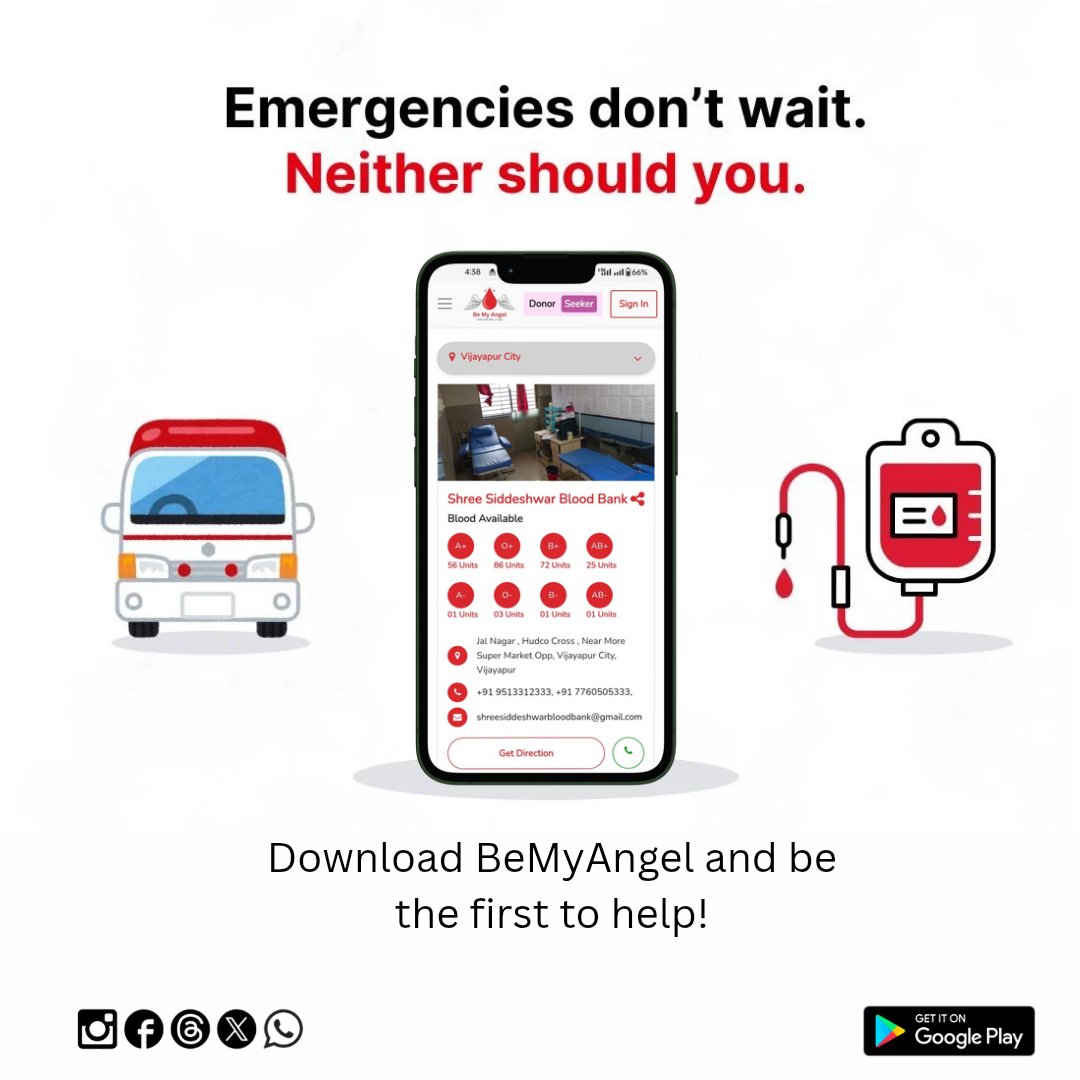 BeMyAngel12's tweet photo. Emergencies don’t wait. Neither should you.

BeMyAngel is here to help — whether it’s finding blood in minutes, booking the right doctor, locating the nearest hospital when you need it most.

#BeMyAngel #SaveLives #HealthCare #EmergencyHelp #Hospitals #Doctors #PetCare https://t.co/oWBYmojRzD