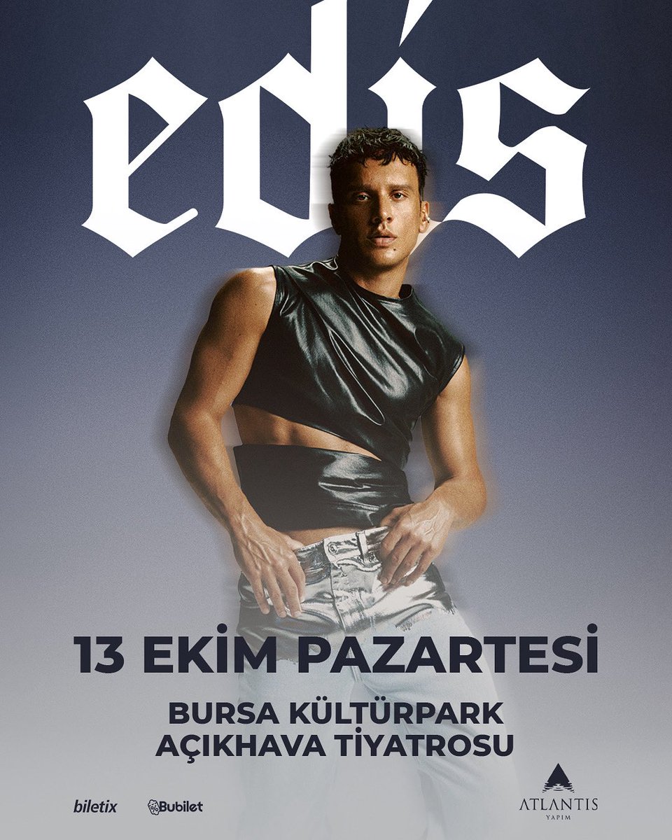 Pop müziğin yıldızı Edis, 13 Ekim’de Bursa Kültür Park Açıkhava Tiyatrosu’nda sahne alıyor! 
✨ Enerjisi, güçlü performansı ve dillerden düşmeyen şarkılarıyla Edis, Bursa’da unutulmaz bir gece yaşatacak. Bu eşsiz konseri kaçırma!🎤🔥
🎟️ Biletler Biletix ve Bubilet’te!