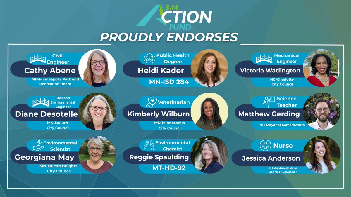 314action's tweet photo. 314 Action is proud to announce our endorsement of 25 new STEM leaders running for state and local offices. 

These pro-science candidates are our last line of defense against these unprecedented attacks on science and health care. https://t.co/saJGWZnAmF