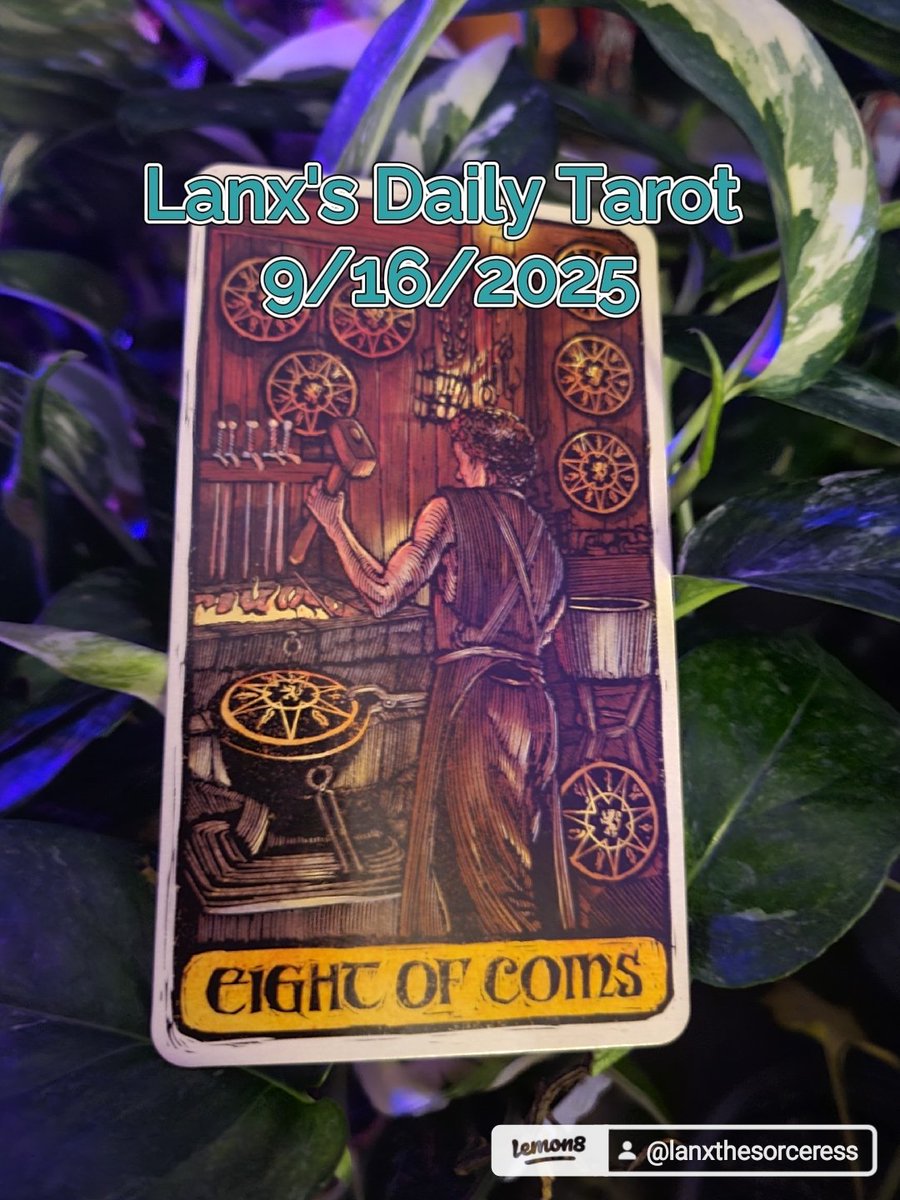 BrickCityBruja's tweet image. 🔮 Lanx’s Daily Tarot: 8 of Pentacles ✨
Dedication and focus pay off today. Your hard work is building the future you want — keep going, even if it feels repetitive. Every effort counts. 💪🌱
 #8ofPentacles #LanxsDailyTarot #SpiritualGuidance #LaBrujaMorenaReads #GameofThrones