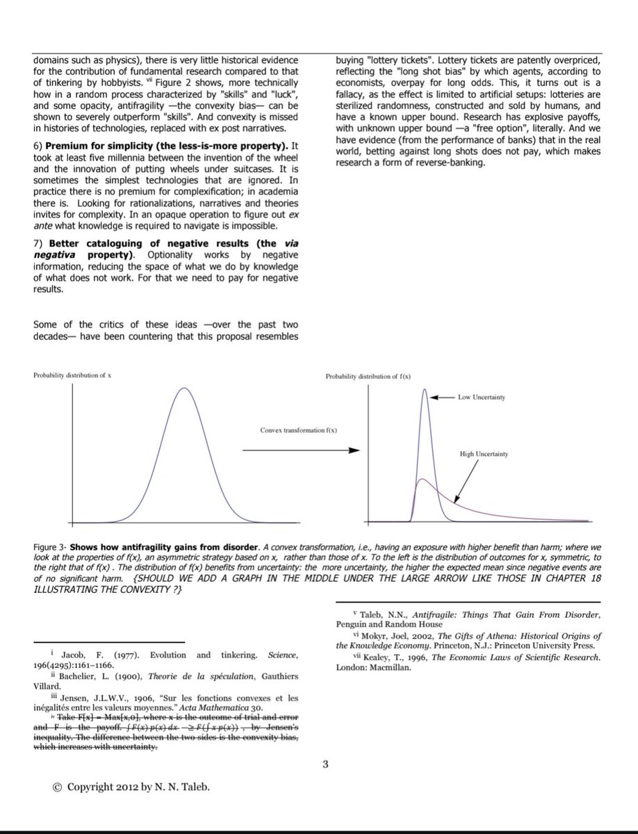 2 years of MBA < Wisdom in these 3 pages.

  1. Convexity
  2. Antifragility
  3. Optionality
  4. Trial-and-error
  5. Uncertainty
  6. Payoff
  7. Nonlinear
  8. Tinkering
  9. Heuristics
10. Asymmetry

Don't ruin the essence by asking ChatGPT to summarize it.