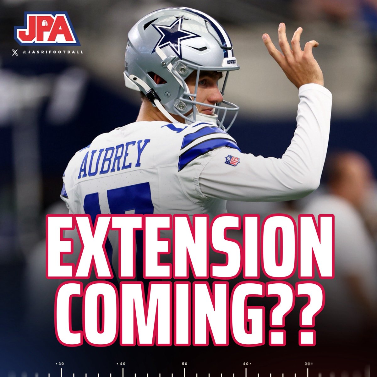Jerry Jones confirmed an extension is on the way for superstar Kicker Brandon Aubrey.

“Well, he certainly is coming. We’ll be looking at that, probably have had communications since the kick. He’s certainly in the future.

(via: 105.3 The Fan)
