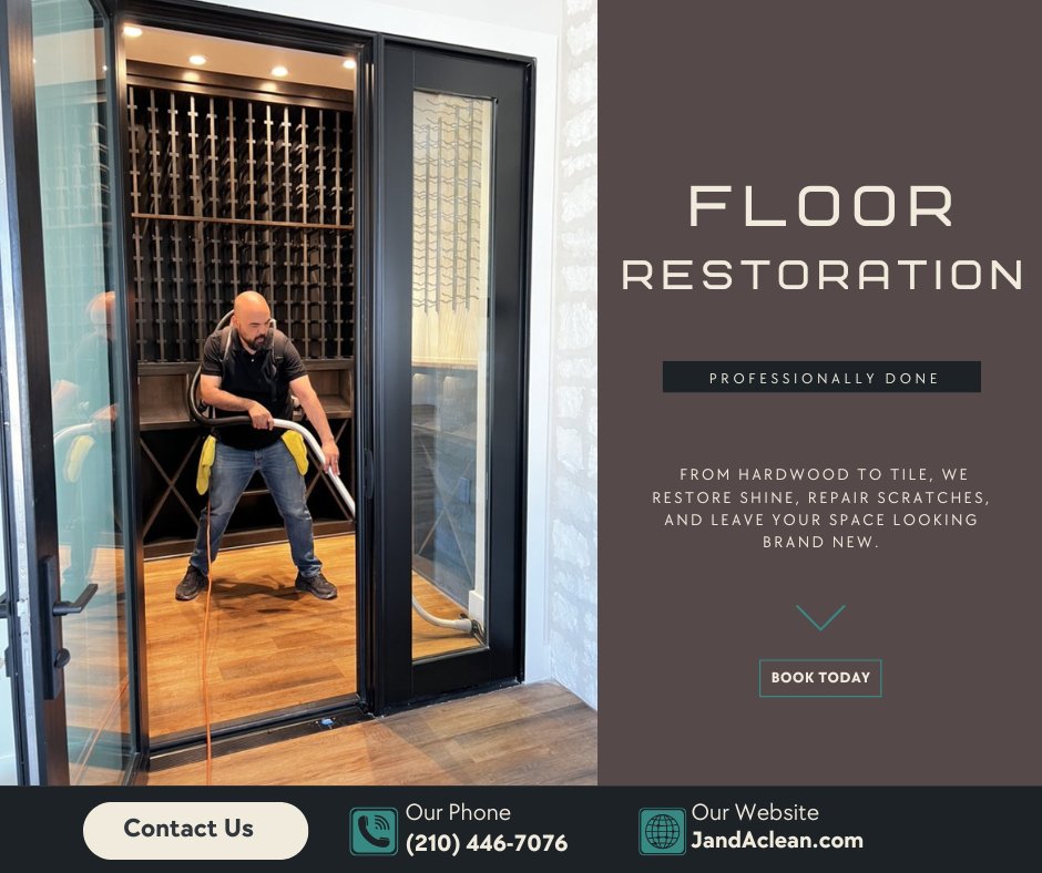 JandAclean's tweet image. ✨ Restore the shine to your floors! From hardwood to tile &amp;amp; stone, J&amp;amp;A Clean’s professional floor restoration removes scratches, polishes surfaces &amp;amp; revives your space. 📞 (210) 446-7076 🌐 JandAClean.com #SpringBranchTX #FloorRestoration #TexasHomes