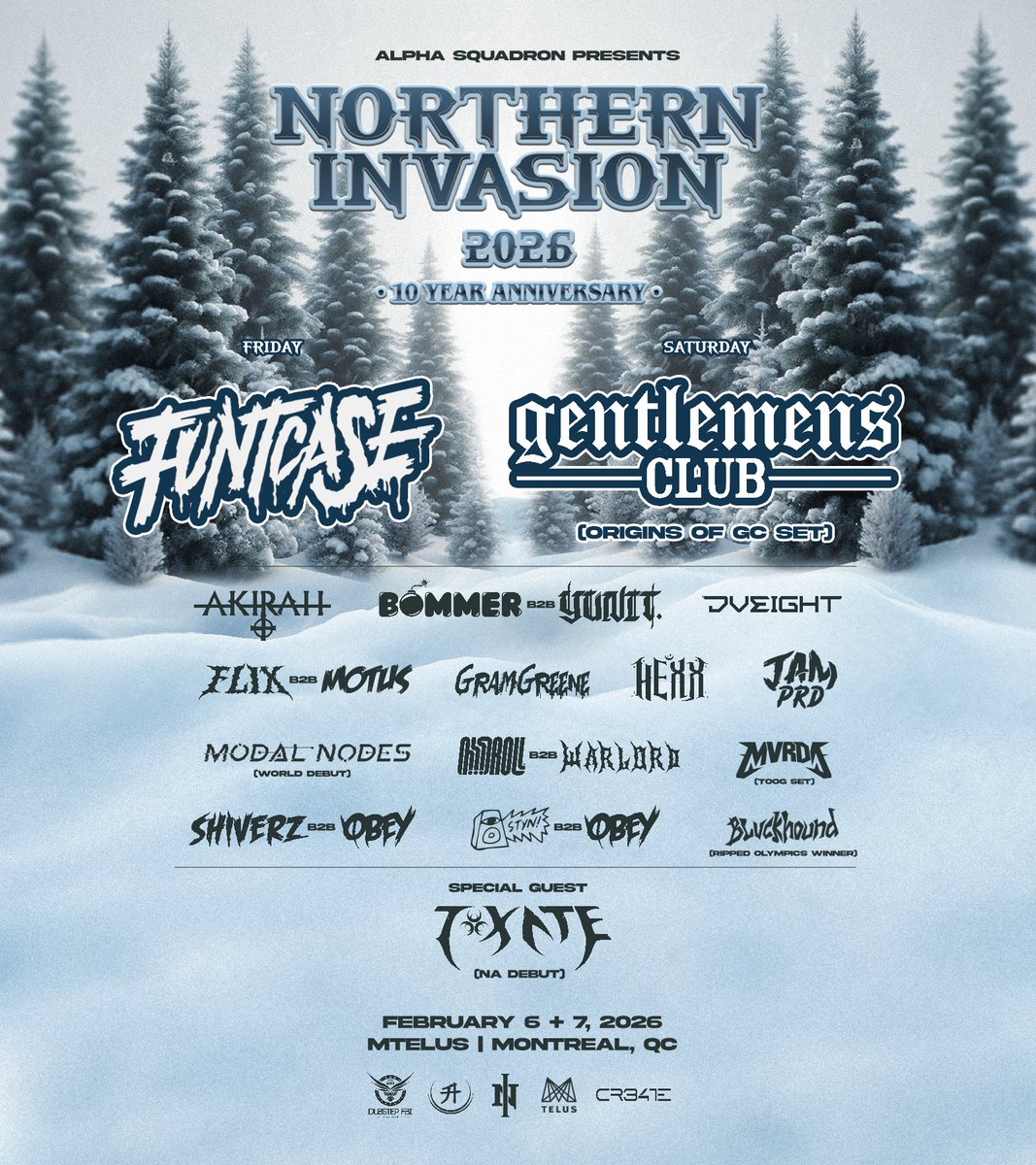 northerninvasio's tweet image. The wait is over - Your full line up for Northern Invasion 2026 is here! ☃️

Like &amp;amp; Repost for a chance to win 2x Weekend Passes for the 10 Year Anniversary! 🧧

See y&apos;all February 6+7 @ MTelus for the biggest edition of the #RiddimOlympics! 🥶🏅