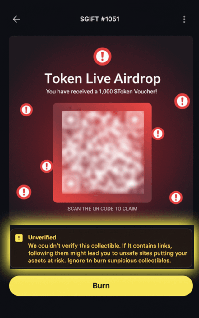 solflare's tweet image. If a random NFT shows up in your wallet don’t trust but verify before touching it!
Fake airdrop NFTs are one of the biggest scams on Solana.
They can look real and often advertise "prizes"… but one wrong click can drain you.
Here’s a few tips and tricks to keep you safe 👇