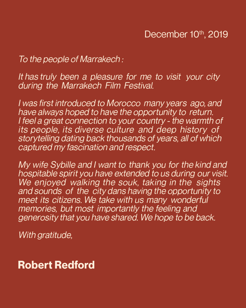 Marrakech_Fest's tweet photo. We are deeply saddened by the passing of legendary actor, director, and activist Robert Redford.
In 2019, at the 18th #MarrakechFestival, we had the honor of awarding him the Golden Star. Today, we remember his artistry, vision, and generosity of spirit. https://t.co/dKUvhBR4hJ