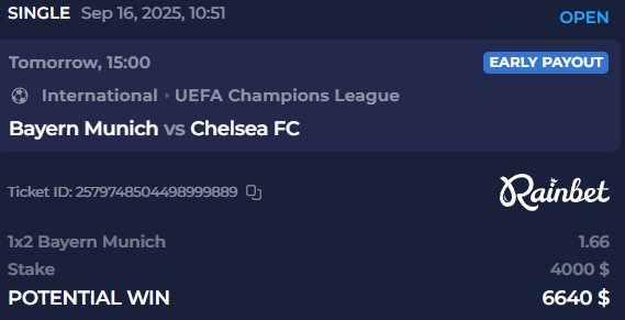 Chelsea not convincing me, Bayern all day 🔥