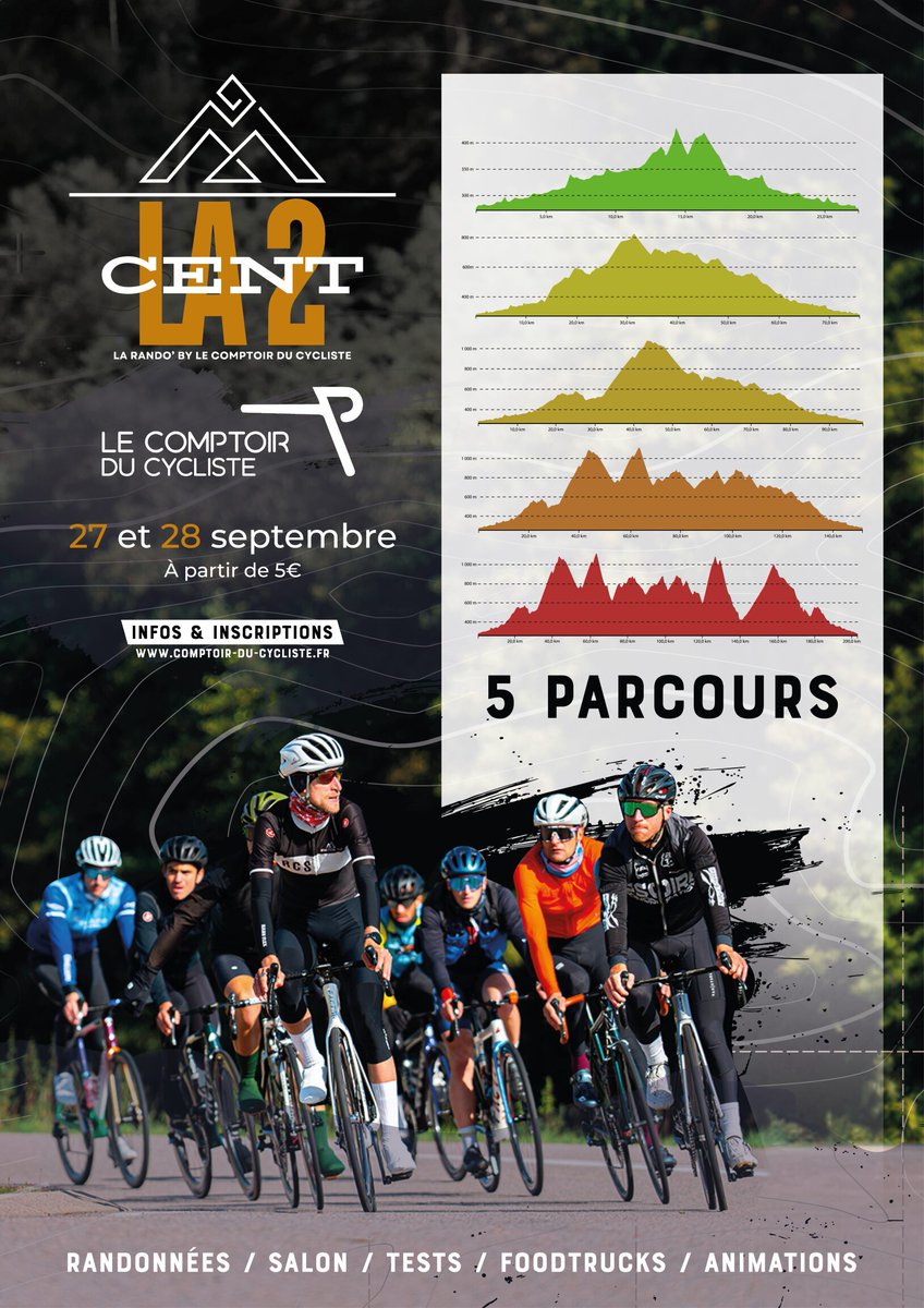 [#Cyclisme] 🚴‍♂️ LA 2 Cent les 27 &amp; 28 sept. 2025 ! Départ/arrivée à Cusset. 5 parcours pour tous, du LA30 au défi LA200 (3400m D+). C’est aussi 2 sections chronométrées.