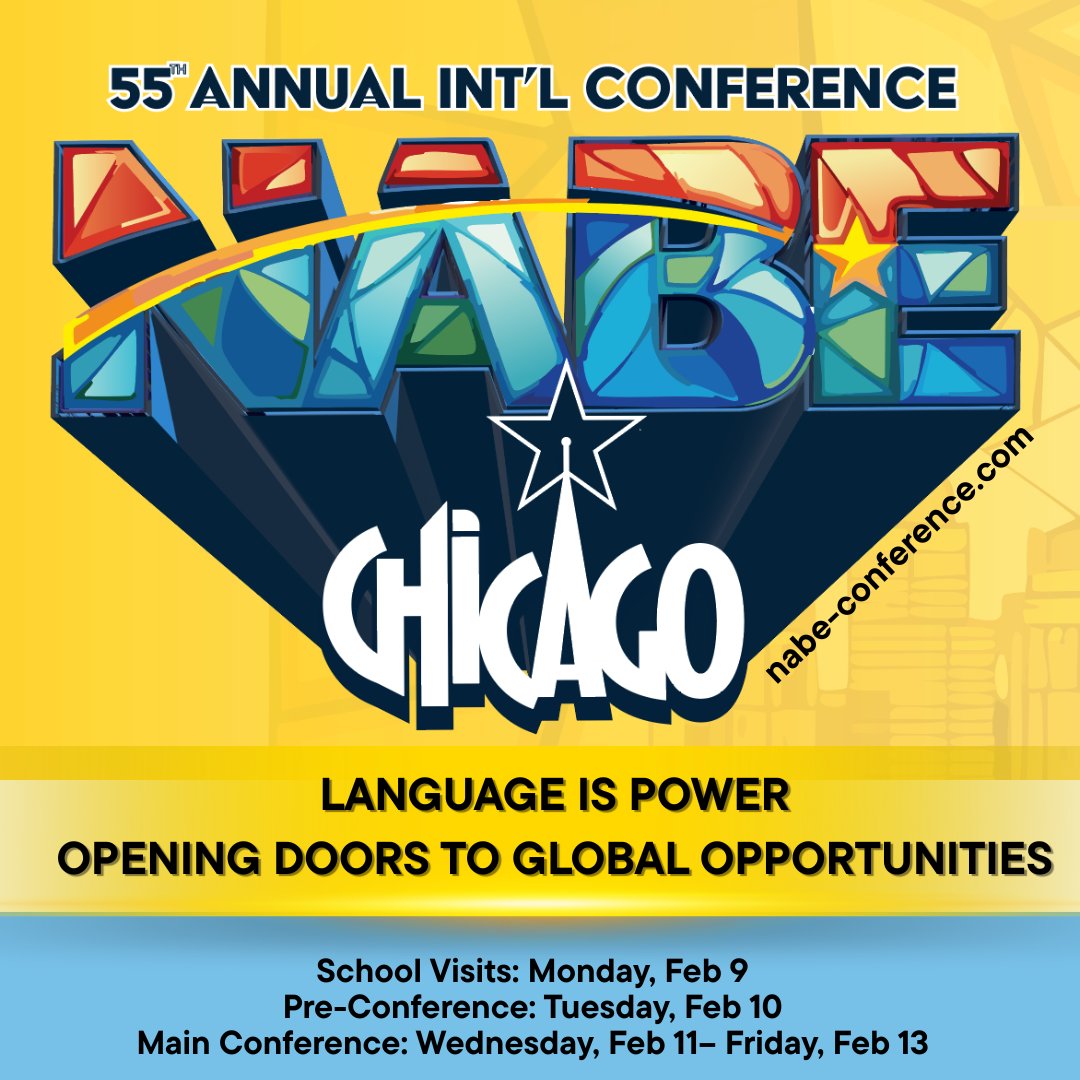 NABEorg's tweet image. Why Chicago? Because language here isn’t a barrier—it’s a bridge. 🌉
Join us at #NABE2026 to celebrate the power of multilingualism! 🌎
Register NOW: nabe-conference.com/register
#LanguageIsPower