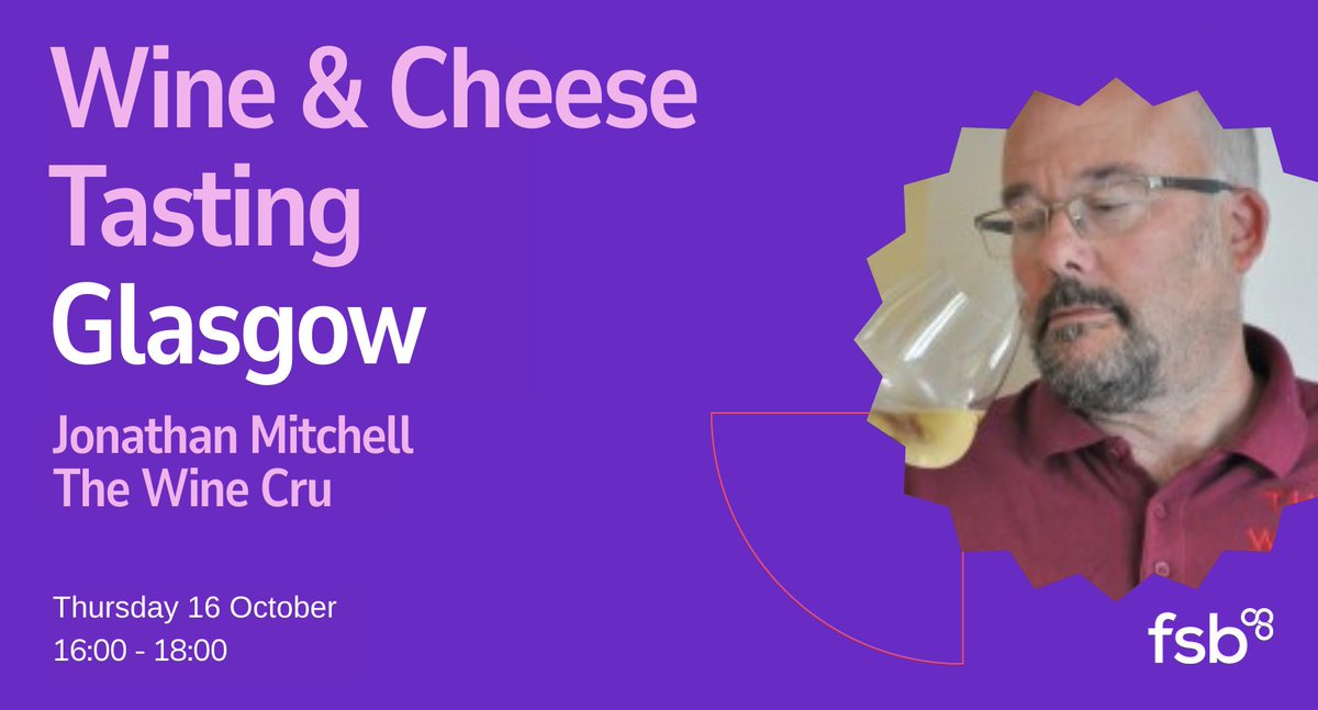 Do you like wine? Then you should come along to our wine &amp; cheese tasting event with <a href="/TheWineCruUK/">The Wine Cru Ltd</a>! Taking place in <a href="/FSB_Scotland/">FSB Scotland</a> Glasgow office on 16 October. Book here: go.fsb.org.uk/4m1nzFO