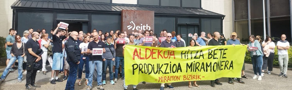 LAB EITB Media (@labeitb) on Twitter photo 📹 Miramongo <a href="/euskaltelebista/">ETB</a>-ko langileek elkarretaratzea egin dute zuzendaritzari produkzioa Miramonera ekartzeko exijituz. 
💢 Baliabide tekniko eta pertsonalak prest dauden bitartean lanak esternalizatzen ari dira
#MiramonBIZIRIK
#PribatizaziorikEZ
#PUBLIKOetaINDARTSU 📹 Miramongo <a href="/euskaltelebista/">ETB</a>-ko langileek elkarretaratzea egin dute zuzendaritzari produkzioa Miramonera ekartzeko exijituz. 
💢 Baliabide tekniko eta pertsonalak prest dauden bitartean lanak esternalizatzen ari dira
#MiramonBIZIRIK
#PribatizaziorikEZ
#PUBLIKOetaINDARTSU