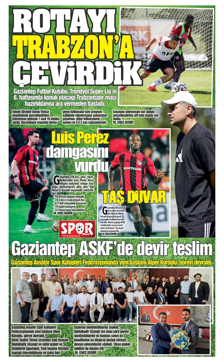 Gazetemizin tüm sayfalarını aşağıdaki E-Gazete linkini tıklayarak takip edebilirsiniz.
gaziantepolusum.com/arsiv/2025-09-…