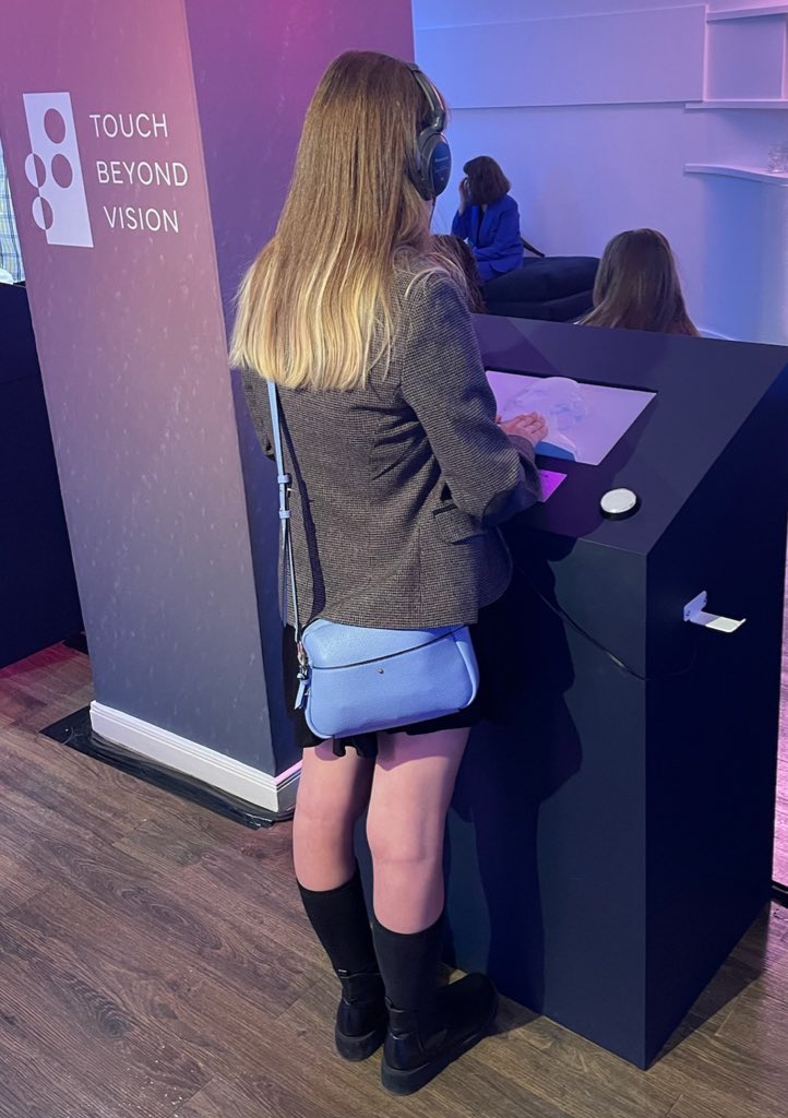 Last night Eleanor received a VIP invite to Carveco’s Touch Beyond Vision exhibition at the OXO Tower. Incredible to see how tactile 3D models &amp; audio bring art to life for the visually impaired. Huge thanks to all <a href="/askcarveco/">Carveco</a> for making this happen! #ArtForAll #EleanorsVoice