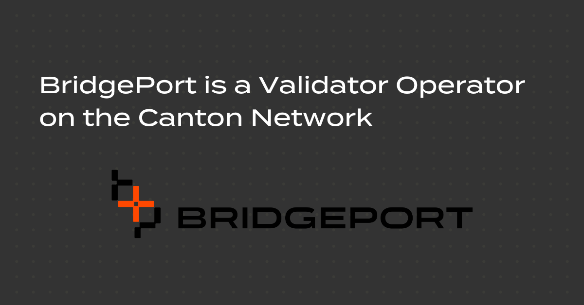 We are thrilled to welcome <a href="/BridgePortMQ/">BridgePort</a> as a validator operator on the <a href="/CantonNetwork/">Canton Network</a>! BridgePort is building a real-time variation margin settlement app that enables trading counterparties to manage collateral for bilateral derivatives with privacy. #CantonNetwork #FinTech