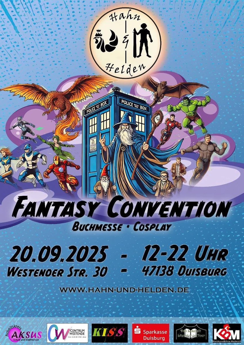 Noch nichts vor am Samstag? In Duisburg ist eine neue Convention, bei der es u.a. Bücher, Cosplay und Rollenspiel gibt!