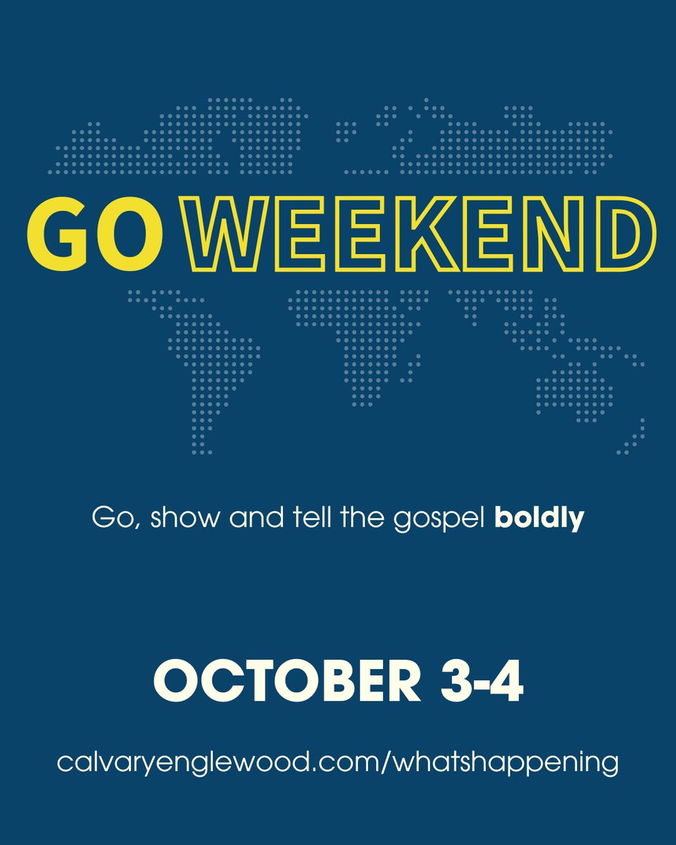 In a world longing for hope &amp; truth, the call to live as faithful witnesses of Jesus has never been more urgent. That’s why we’re setting aside a weekend to reawaken our hearts to God’s mission &amp; reengage with His call to go show &amp; tell the gospel boldly englewood.thecalvary.org/goweekend
