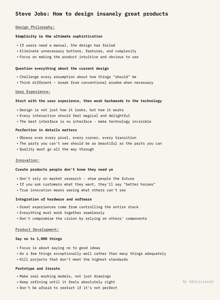felixleezd's tweet image. Steve Jobs on how to perfect product design: