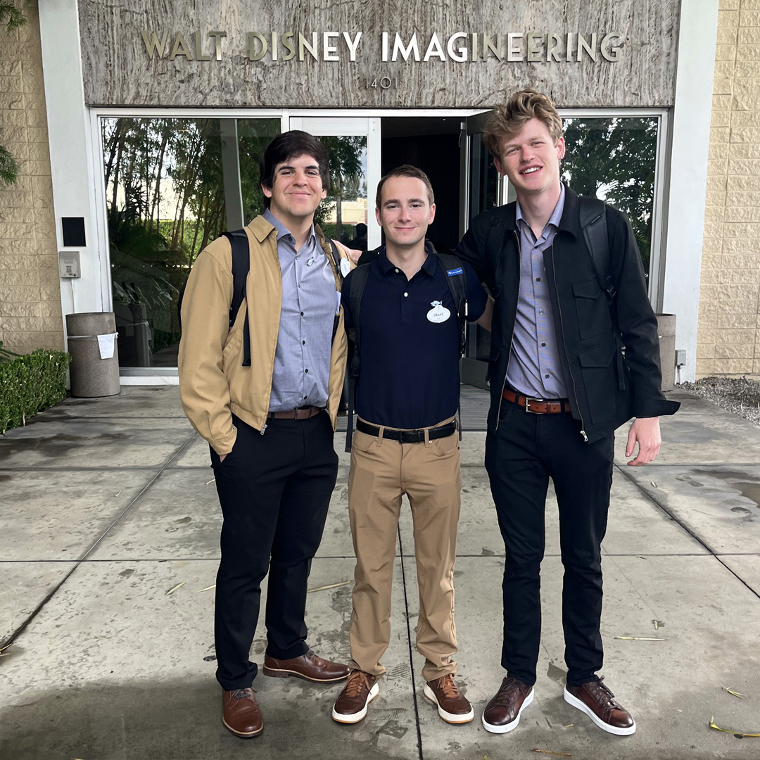 PolyEngineering's tweet image. From Cal Poly ➡️ Walt Disney Imagineering! 🌟 
Mechanical engineering students Chase and Cody and electrical engineering graduate student Drake spent the summer interning at Imagineering after excelling in the Imaginations Competition. 
#CalPolyEngineering #DisneyImagineering