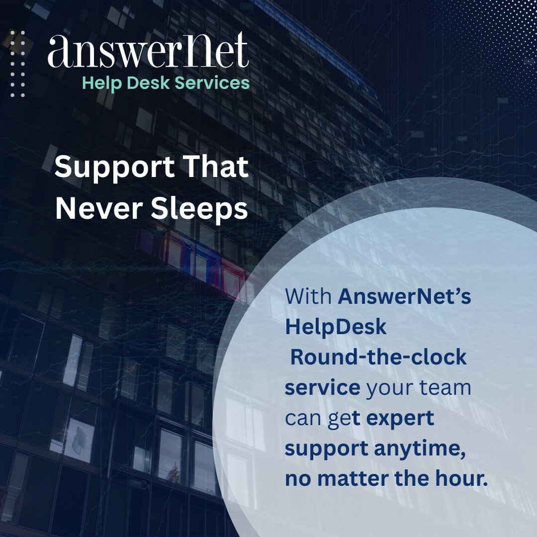 AnswerNet's tweet image. 🌙 Day or night, we’re here. Get 24/7 tech support with AnswerNet Help Desk.
#AnswerNet #AlwaysOnSupport #HelpDeskService #HelpDesk #HelpDeskSolution #24x7Support #OperationalEfficiency #ScalableSupport #CustomerSatisfaction